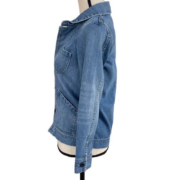 Madewell X-Small Jean Jacket Button Up Pockets Long Sleeve Denim Collared Blue - Picture 6 of 9